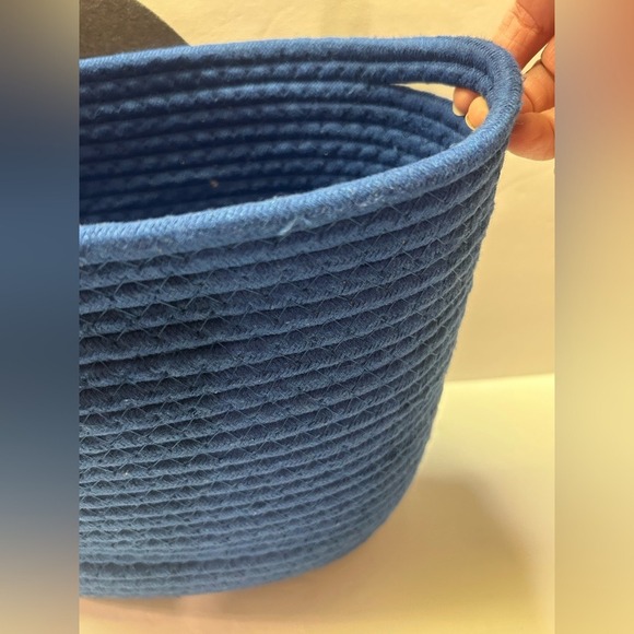 Shark Blue Storage Basket Witj Handles Made From‎ Cotton Rope Kids Room Decor - Picture 6 of 12
